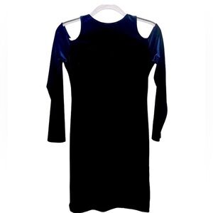 Aqua Velvet Cold Shoulder Dress in Navy Blue Size Large‎